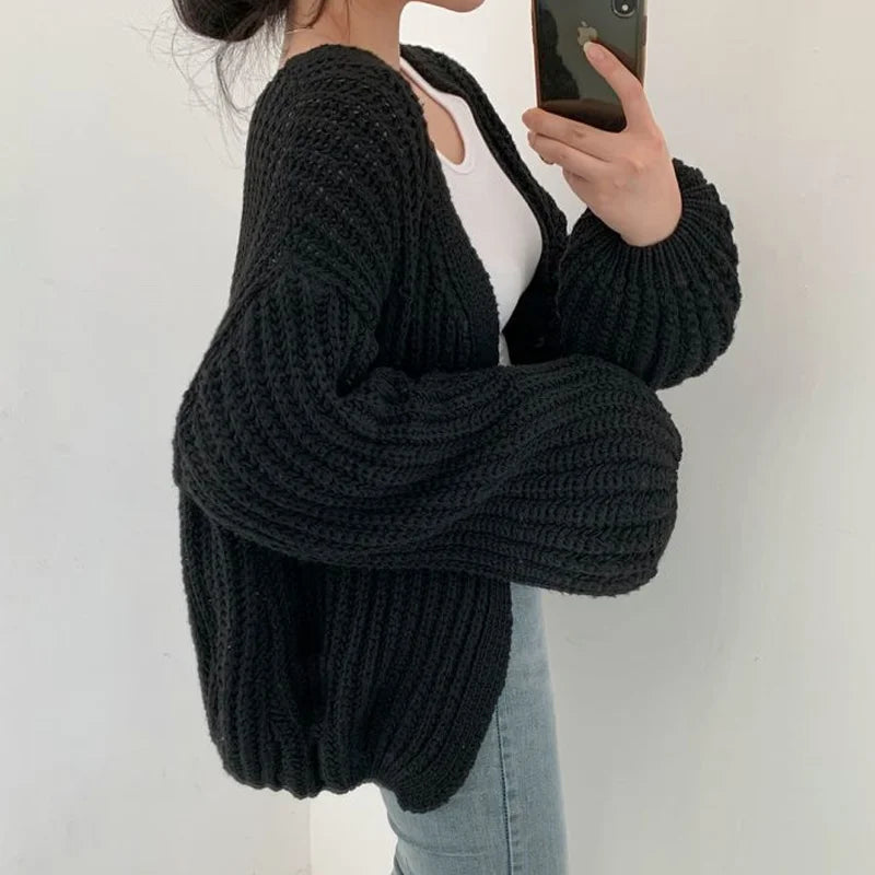 Estelle  | Enfärgad Lanternärms Cardigan